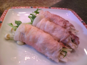 さっぱり！えのき水菜の豚肉巻き