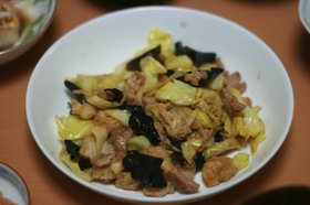 ヤマブシタケと豚肉のオイスター炒め