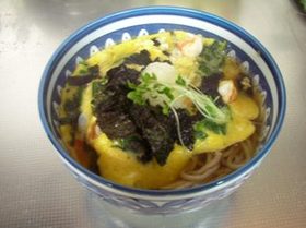 風邪ひきさんに！！山芋いりニラ玉蕎麦