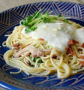 梅の和風スパゲティー♪長芋ソース