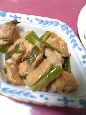 鶏肉とネギの味噌焼き