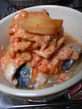 サバ水煮缶のキムチマヨ小鉢
