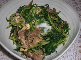 簡単♪水菜と牛肉の炒め煮