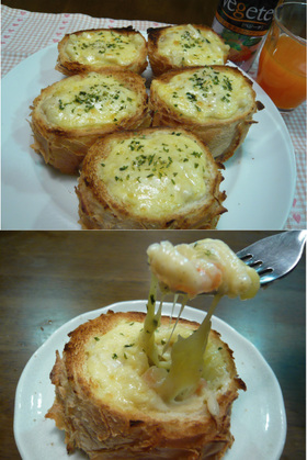 フランスパンDE簡単パングラタン＊エビ＊