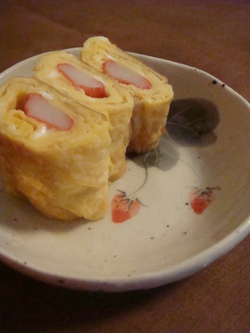 簡単✿ฺかにかま入り玉子焼き