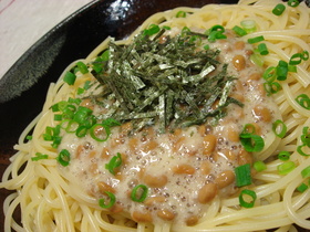 柚子胡椒✿納豆と長芋のとろふわぁ～パスタ