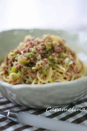 和風ねぎミートソースパスタ