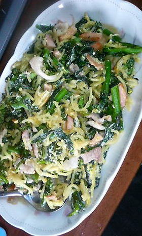 クリーミー焼きそば☆菜の花入り♪