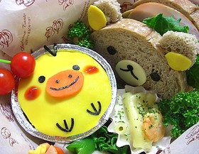 キイロイトリのふた*キャラ弁のおかず