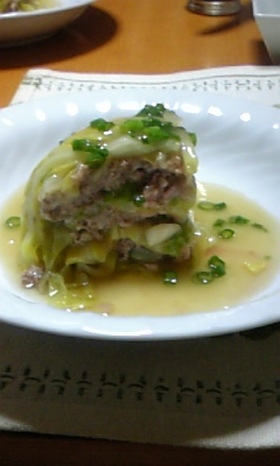 キャベツの重ね蒸し(中華風)