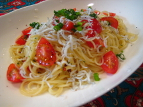 しらすトマトの冷製まろやかトマト酢パスタ