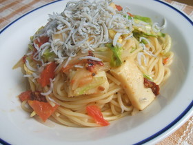 グリル春野菜としらすのパスタ