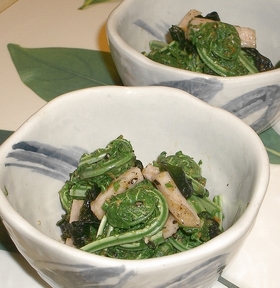 山菜の季節♪コゴミのごま味噌あえ