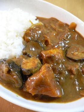 フライパンで!ナスとカボチャのカレー
