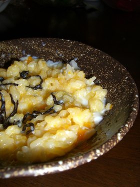 濃厚温たまご飯with塩昆布♪