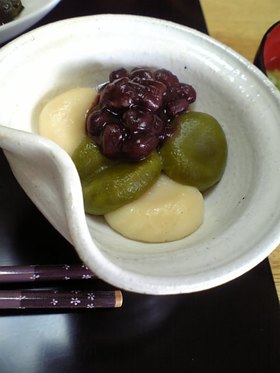 抹茶の豆腐白玉　