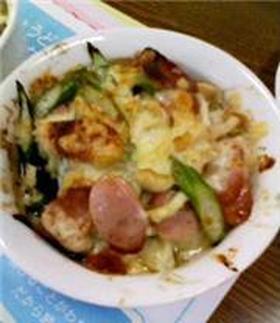 アスパラとマッシュポテトのグラタン