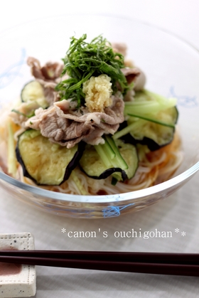 旨々ぶっかけ！揚げ茄子と豚のおろし素麺