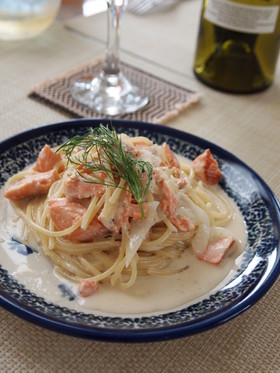 絶品！　サーモンクリームパスタ　♪