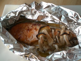 風味抜群！鮭の蒸し焼き。