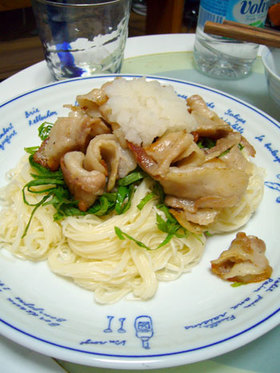 カリカリお肉のさっぱりそうめん