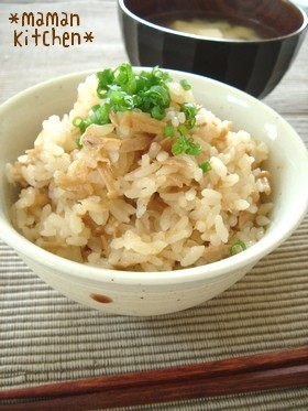 マヨ風味♡ツナとなめ茸の炊き込みご飯