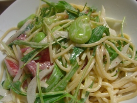 そら豆と新タマネギで春のスパゲティサラダ