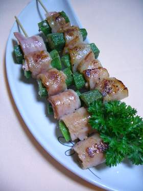 焼き鳥風☆オクラのベーコン巻