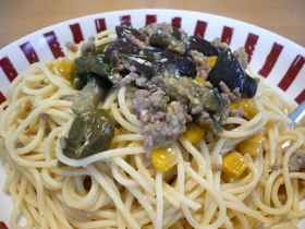 ✿ひき肉と茄子のコク味噌パスタ✿