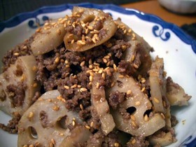 ＊レンコン＆ミンチの味噌炒め＊
