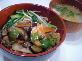 野菜いっぱい☆甘辛ブタ丼☆パクパク期にも
