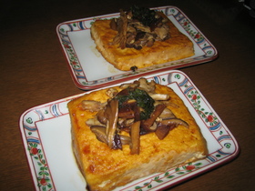 豆腐ステーキ♪大葉にんにく醤油で
