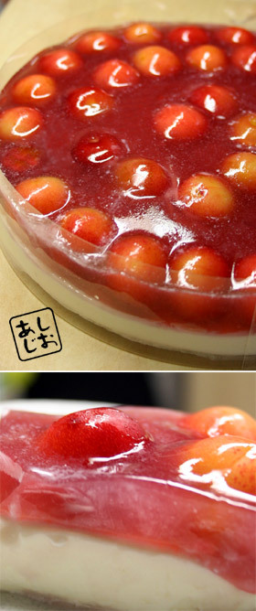 さくらんぼとレアチーズの二層ゼリー