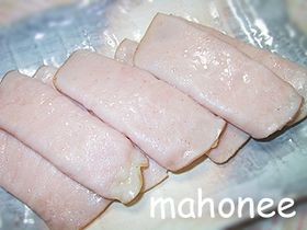 ハムdeくるくるカッテージチーズ焼き