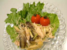 蒸しナスと鶏ささみの中華風サラダ