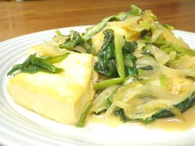ニラと豆腐をチーズと味噌で☆
