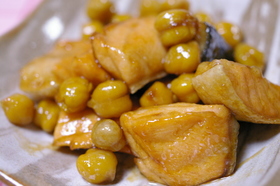 鮭とひよこ豆の照り焼き
