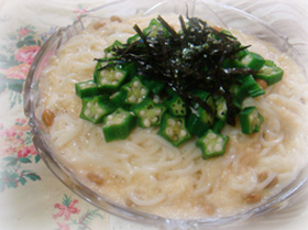 満腹♪でも胃腸スッキリ☆とろろ納豆素麺