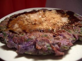 お好み焼きが紫色になった＠＠