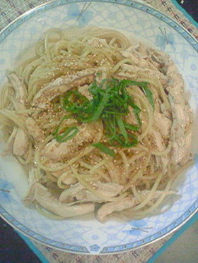大葉にんにく醤油de鶏＆大葉パスタ