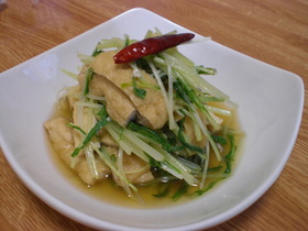 レンジで1分！あげと水菜の煮びたし