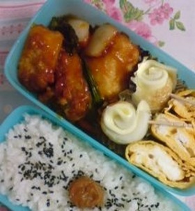 お弁当に!残り唐揚げで酢鶏☆