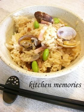 ベーコンとあさりの和風炊き込みご飯
