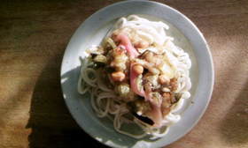 ナス納豆そうめん