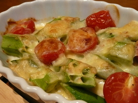 オクラとプチトマトのクレソルチーズ焼き