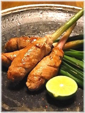 谷中生姜（葉生姜）の豚味噌巻き
