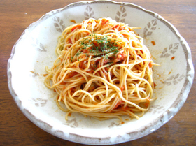 なすトマトのチーズパスタ（ポモドーロ）