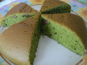 炊飯器で簡単♪くるみ入り抹茶ケーキ♪