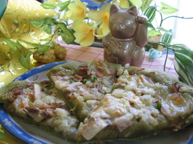 青汁入り生地deなめたけ★ピザ