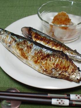 フライパンで☆さんまの塩焼き
